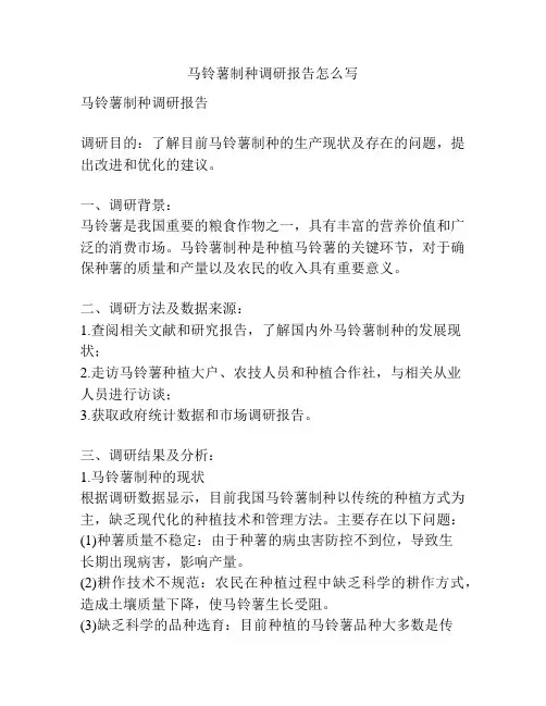 马铃薯制种调研报告怎么写