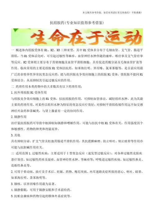抗组胺药(专业知识值得参考借鉴)