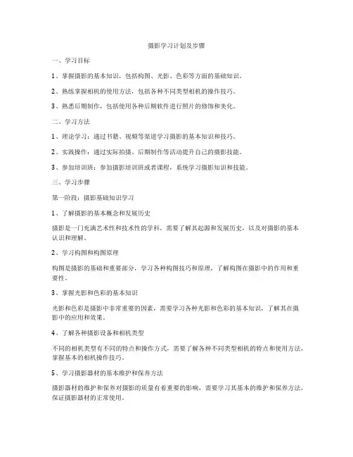 摄影学习计划及步骤