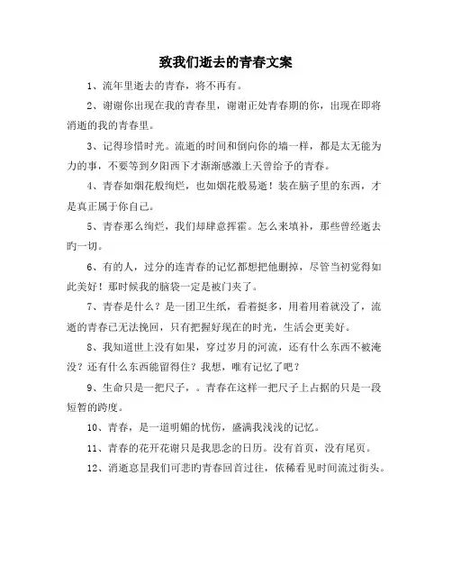 致我们逝去的青春文案
