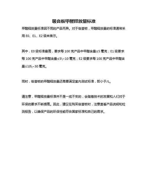 吸音板甲醛释放量标准