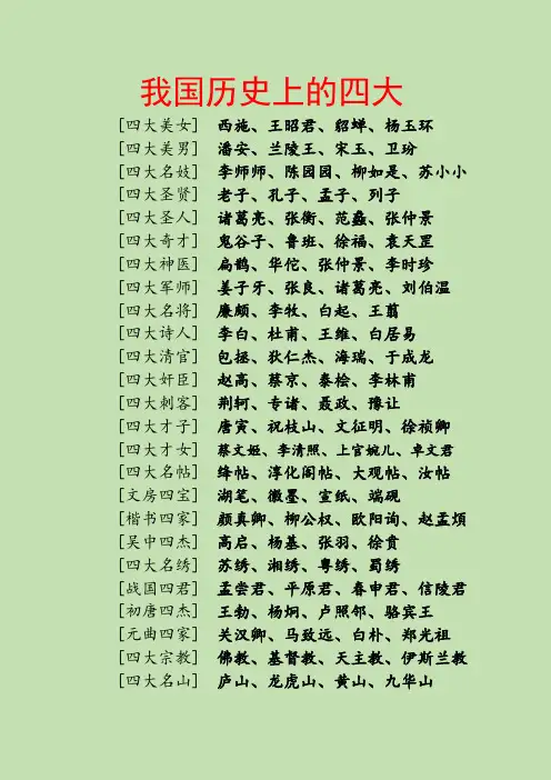 我国历史上的四大
