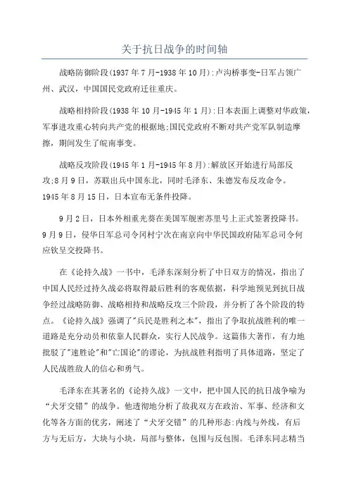 关于抗日战争的时间轴