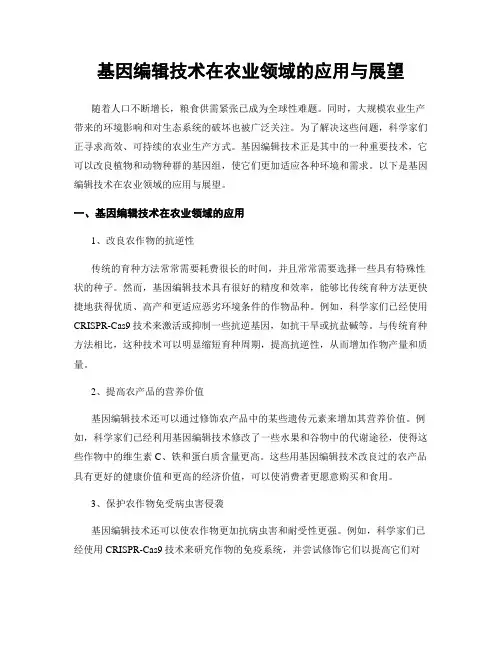 基因编辑技术在农业领域的应用与展望