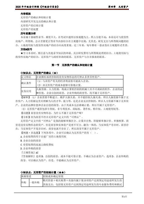2020年中级会计师《实务》基础知识点讲义第四章 无形资产