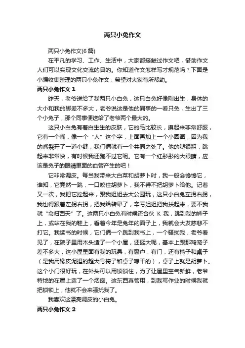 两只小兔作文（6篇）
