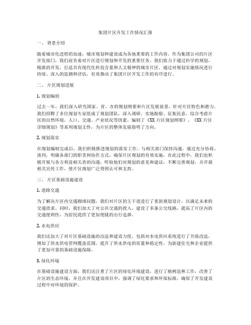 集团片区开发工作情况汇报