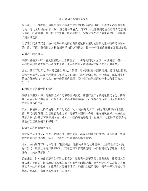 松山湖房子营销文案策划