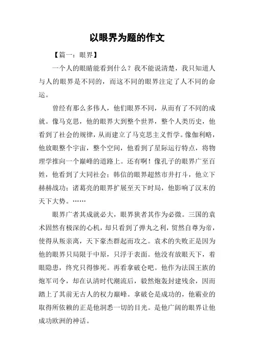 以眼界为题的作文