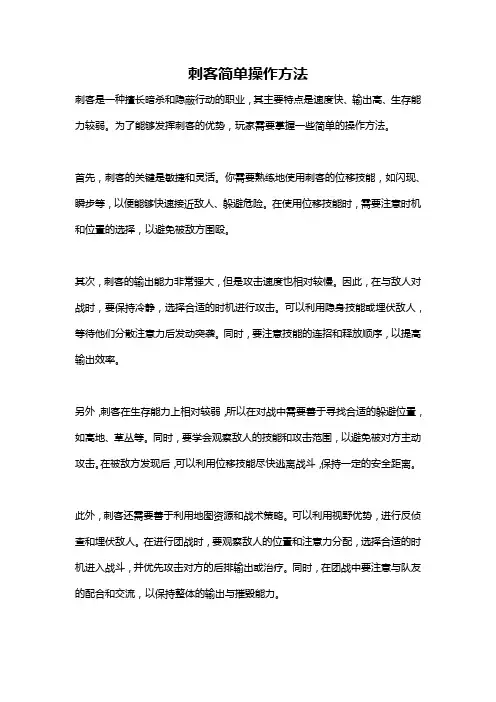 刺客简单操作方法