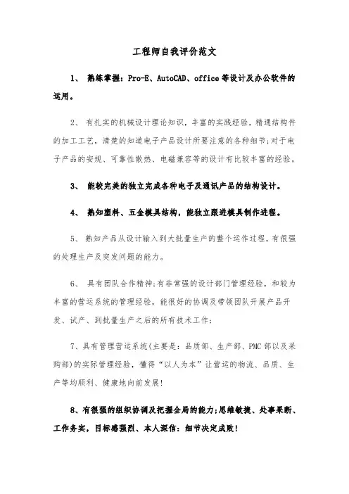 工程师自我评价范文（2篇）