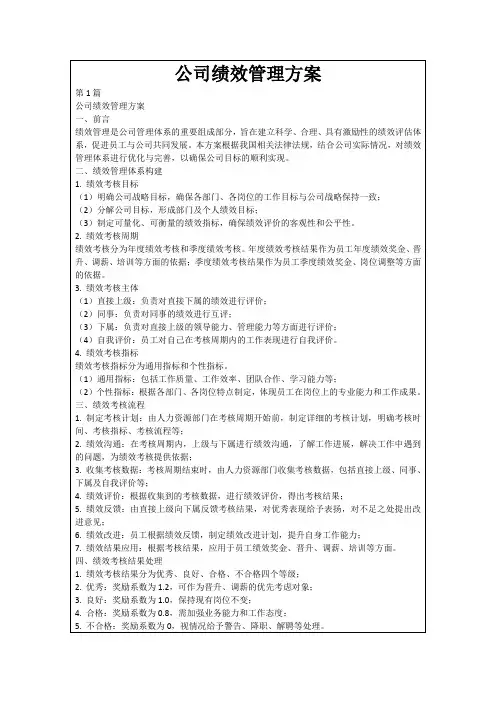 公司绩效管理方案