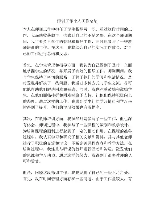 师训工作个人工作总结