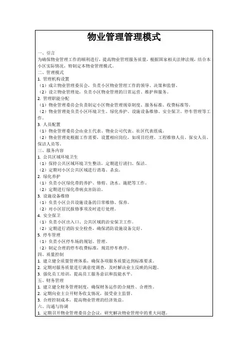 物业管理管理模式