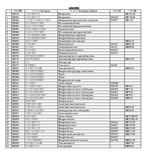 德标与国标对照表