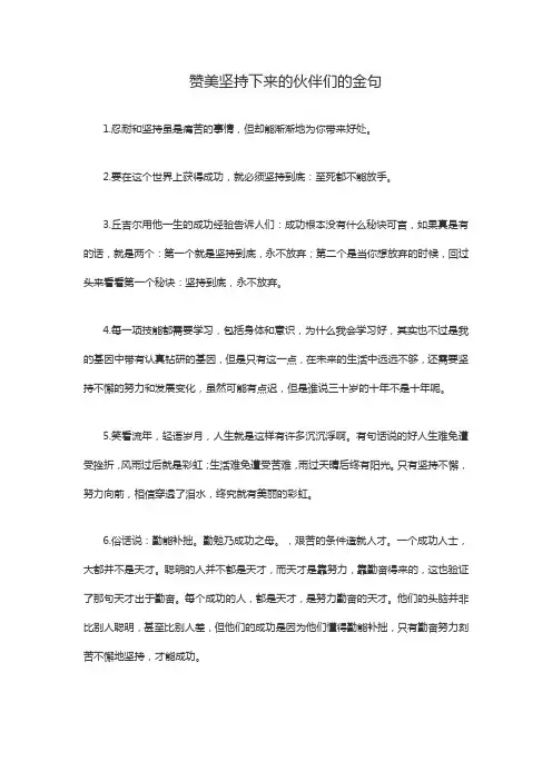 赞美坚持下来的伙伴们的金句