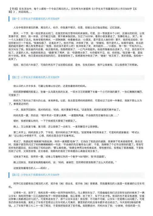 小学生关于我最难忘的人作文500字【五篇】
