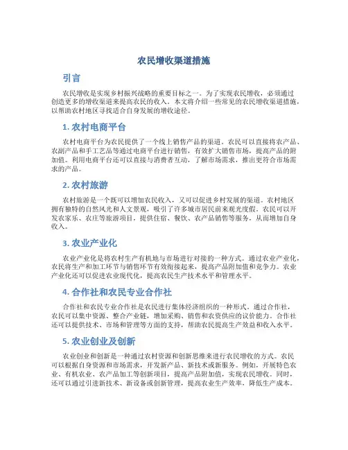 农民增收渠道措施