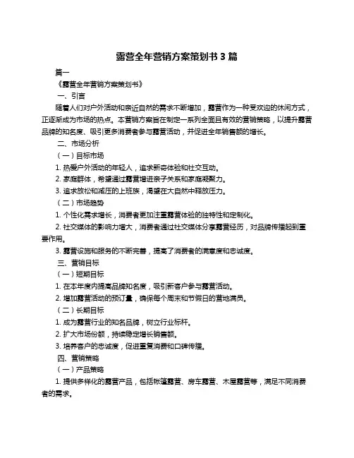 露营全年营销方案策划书3篇