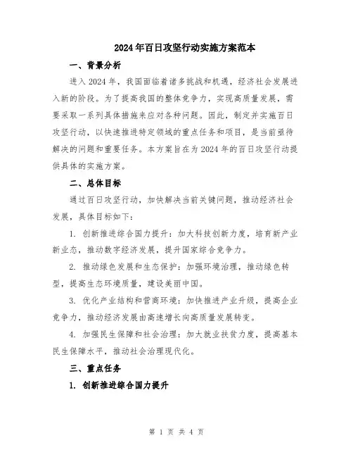 2024年百日攻坚行动实施方案范本