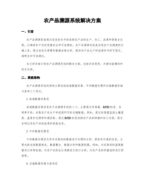 农产品溯源系统解决方案
