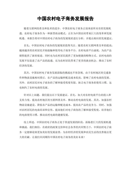中国农村电子商务发展报告