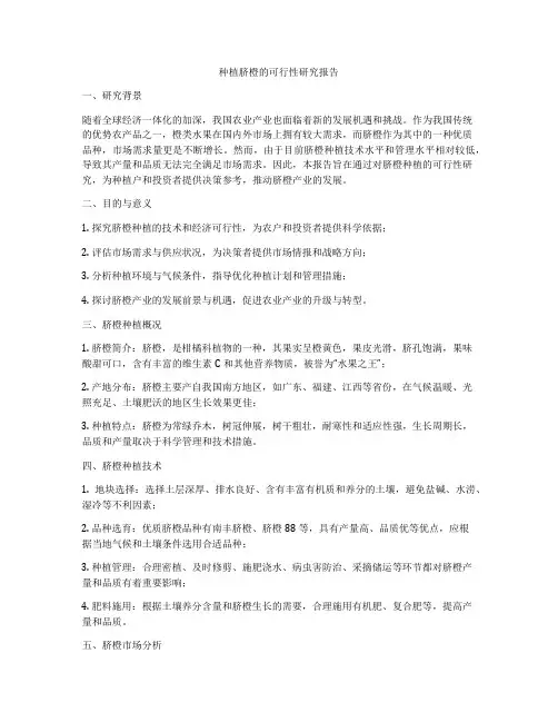 种植脐橙的可行性研究报告