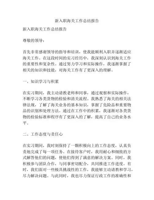 新入职海关工作总结报告