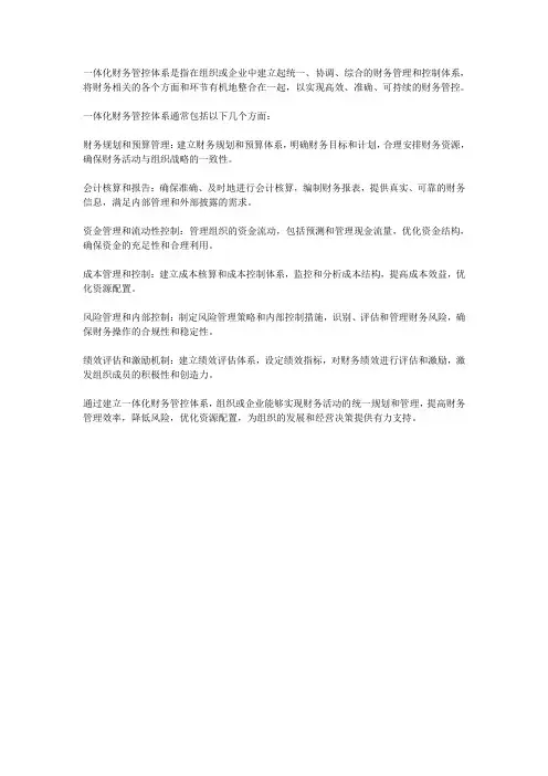 一体化财务管控体系