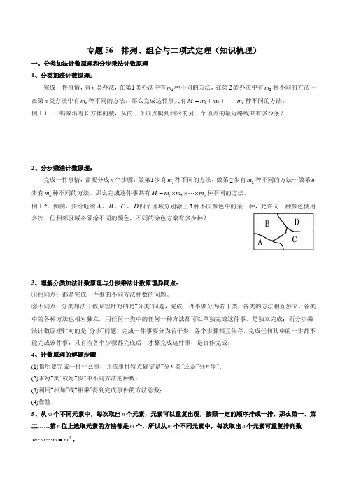 专题56 排列、组合与二项式定理(知识梳理)(新高考地区专用)(原卷版)