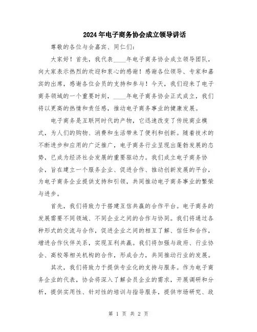 2024年电子商务协会成立领导讲话