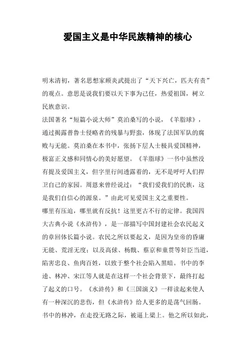 爱国主义是中华民族精神的核心—作文