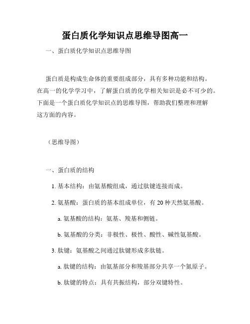 蛋白质化学知识点思维导图高一