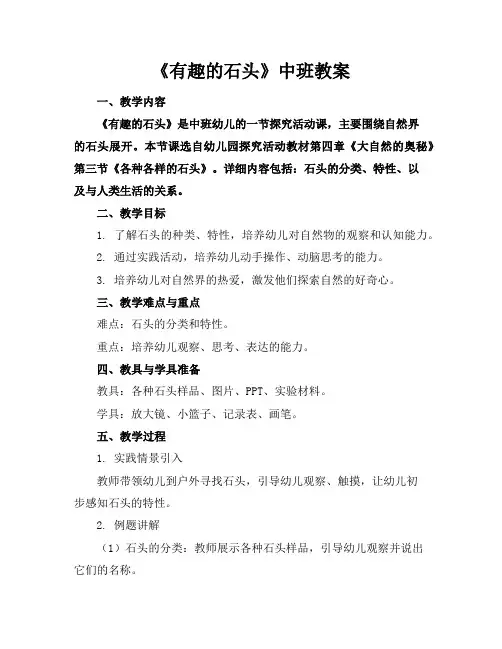 《有趣的石头》中班教案