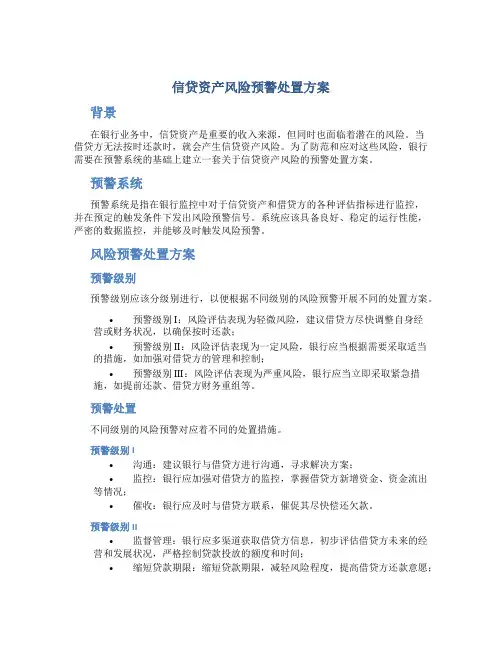 信贷资产风险预警处置方案