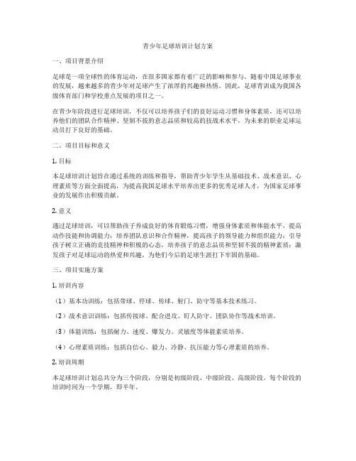 青少年足球培训计划方案