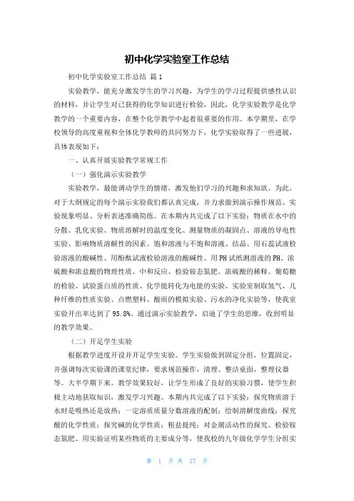 初中化学实验室工作总结