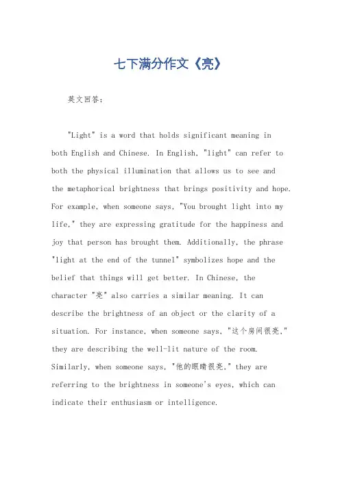 七下满分作文《亮》