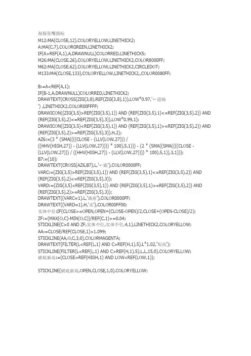 海豚张嘴指标通达信指标公式源码