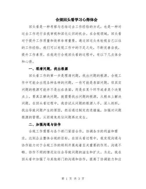 合规回头看学习心得体会