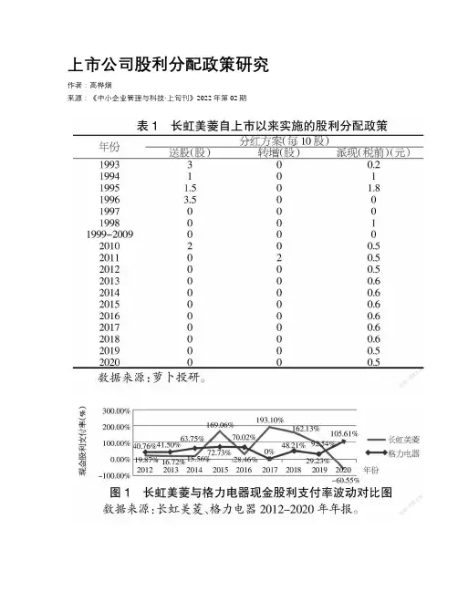 上市公司股利分配政策研究 