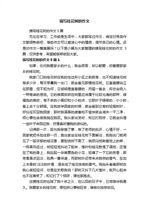 描写桂花树的作文5篇
