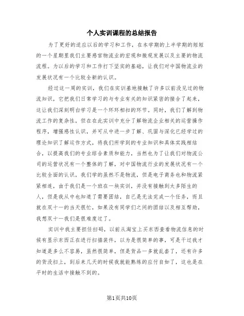 个人实训课程的总结报告(4篇)