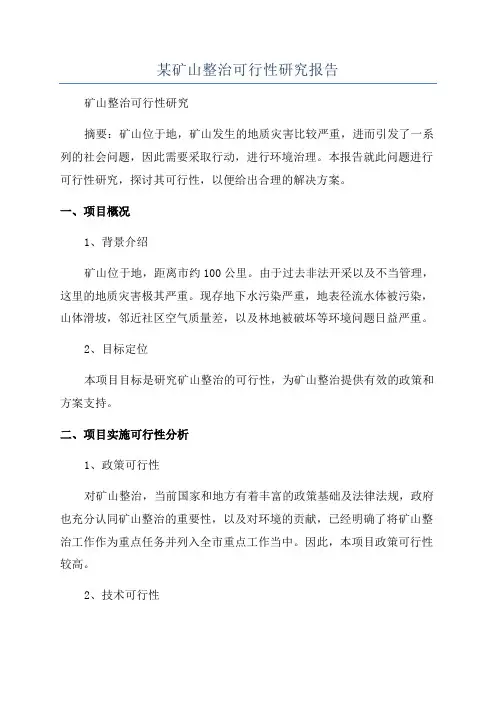 某矿山整治可行性研究报告