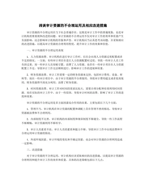 浅谈审计资源的不合理运用及相应改进措施