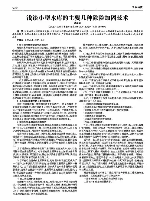 浅谈小型水库的主要几种除险加固技术