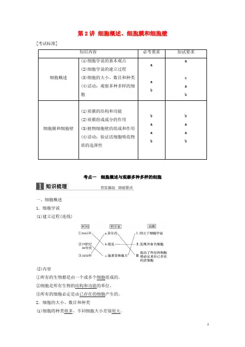 新高考生物一轮复习 第一单元 细胞的分子组成与结构 