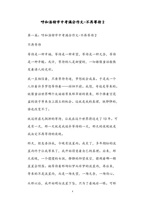 呼和浩特市中考满分作文-不再等待2