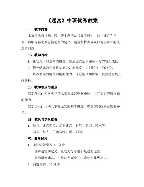 《迷宫》中班优秀教案