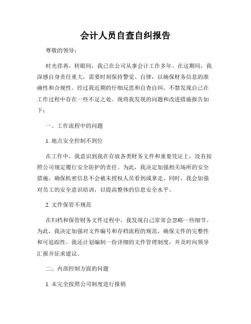 会计人员自查自纠报告